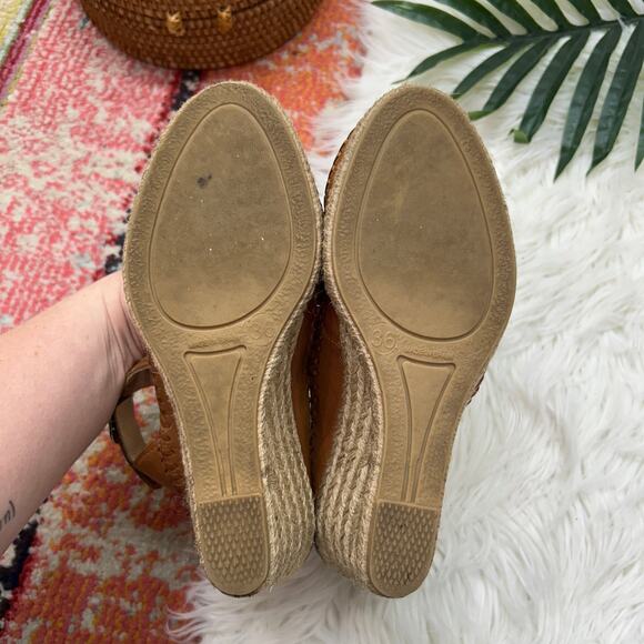 $200 Pikolinos Vila Wedge Sandal in Brandy 36 / 5.5-6 Brown Leather Espadrille - Picture 8 of 10